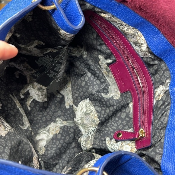 Ted Baker Blue Purple Color Block Leather Shoulder Bag - Picture 7 of 13